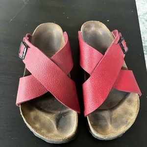 Red Cross Strap Birkenstock Sandals
